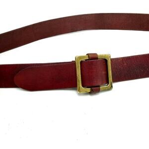 GAP Distressed Red Leather Belt M Gold Square Buckle Vintage 90s Y2K Boho Hippie